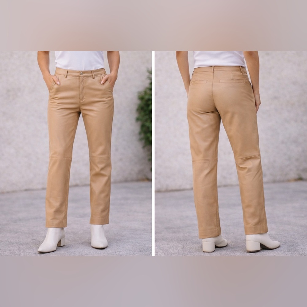 Nine West Tan Straight-Leg Pants 100% leather
BB9